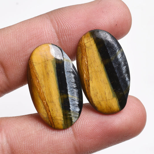 Genuine Tiger Eye Pair Gemstone - Mix Shape Natural Yellow Tiger Eye for Earrings