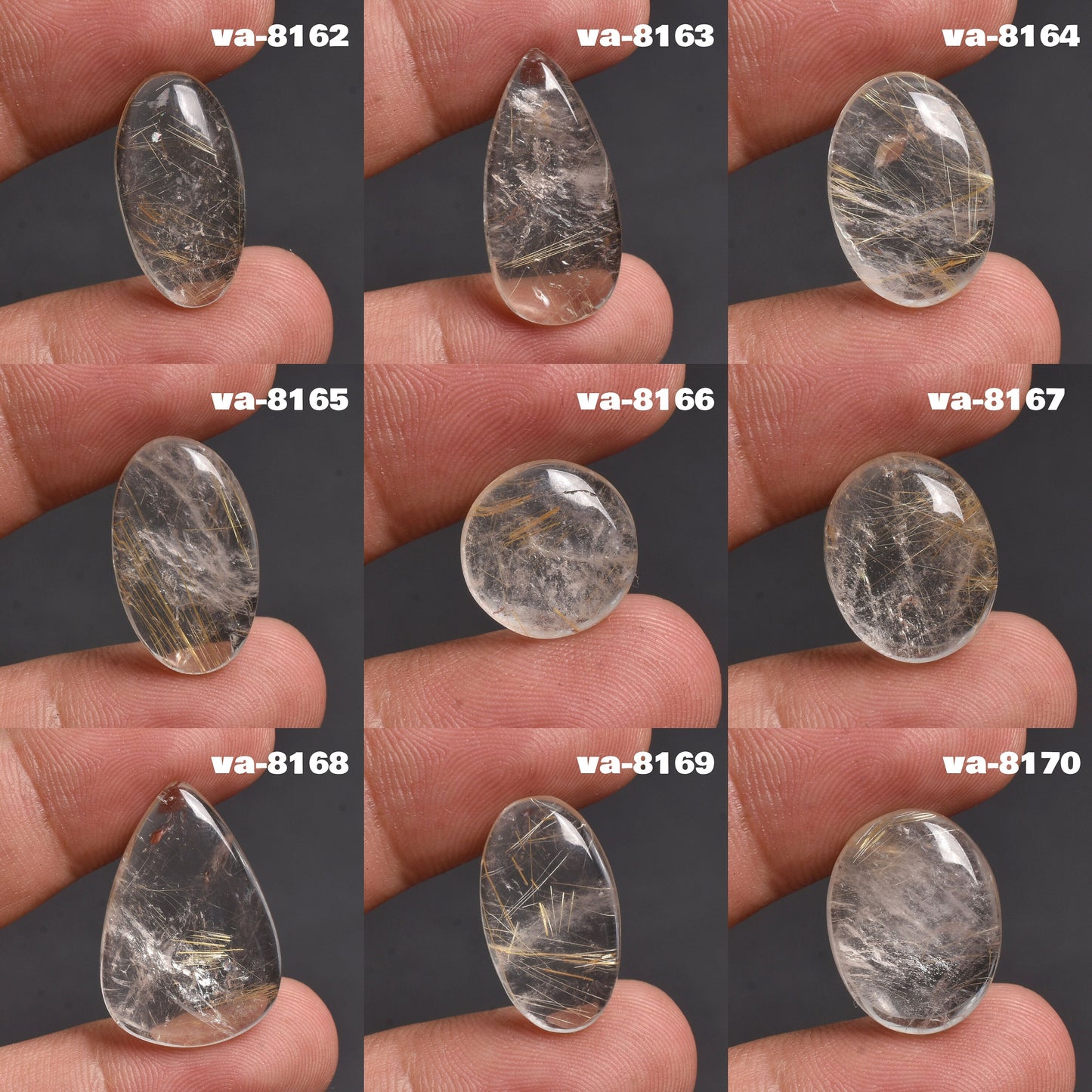 Golden Rutile Cabochon, Smooth Polished Quartz Gems