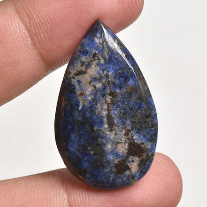 Rare Blue Copper Sodalite Gemstone - Hand Polished Pear Shape Cabochon, AAA+ Quality