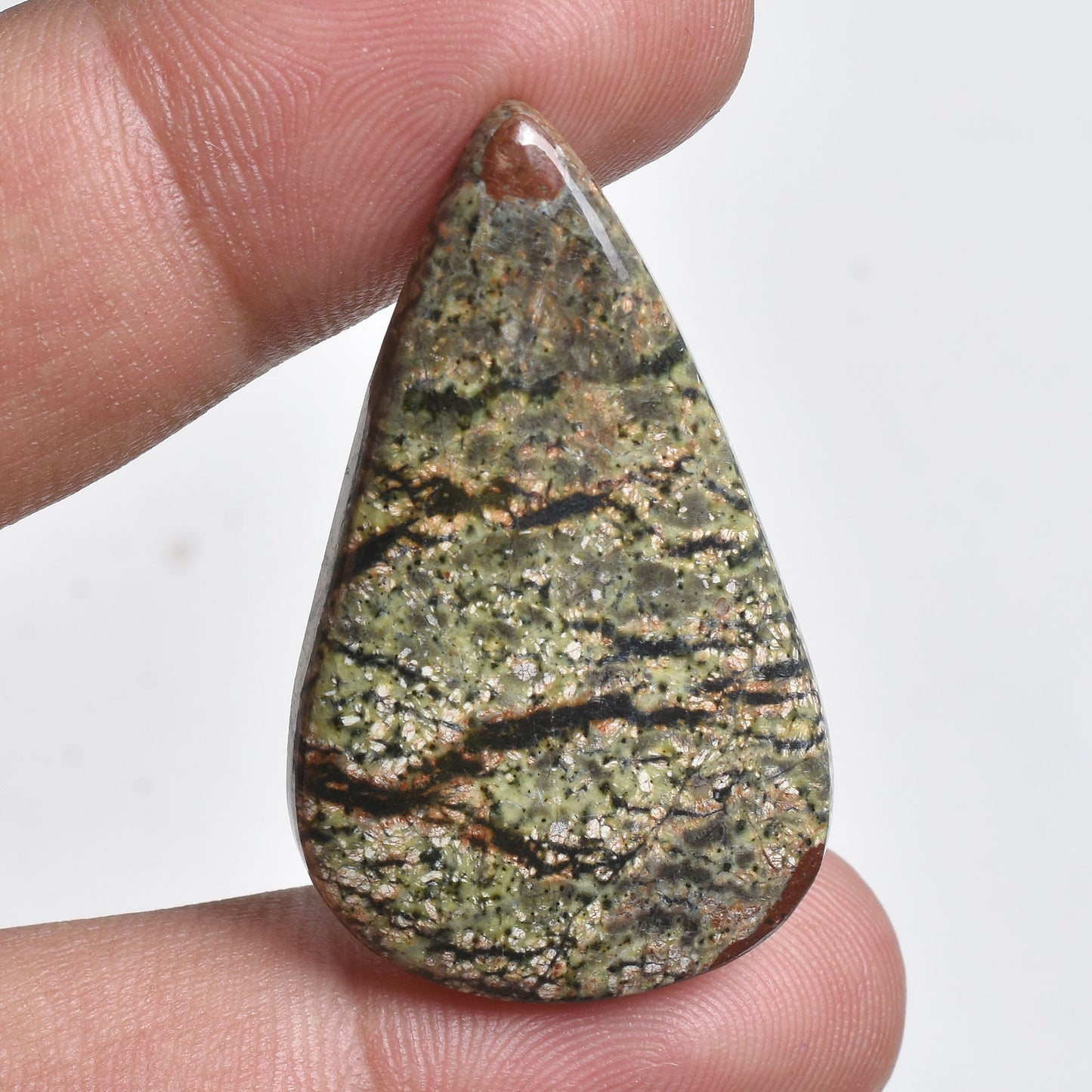 Natural Green Lizard Skin Jasper Cabochon - Smooth Polished Wholesale Gemstone