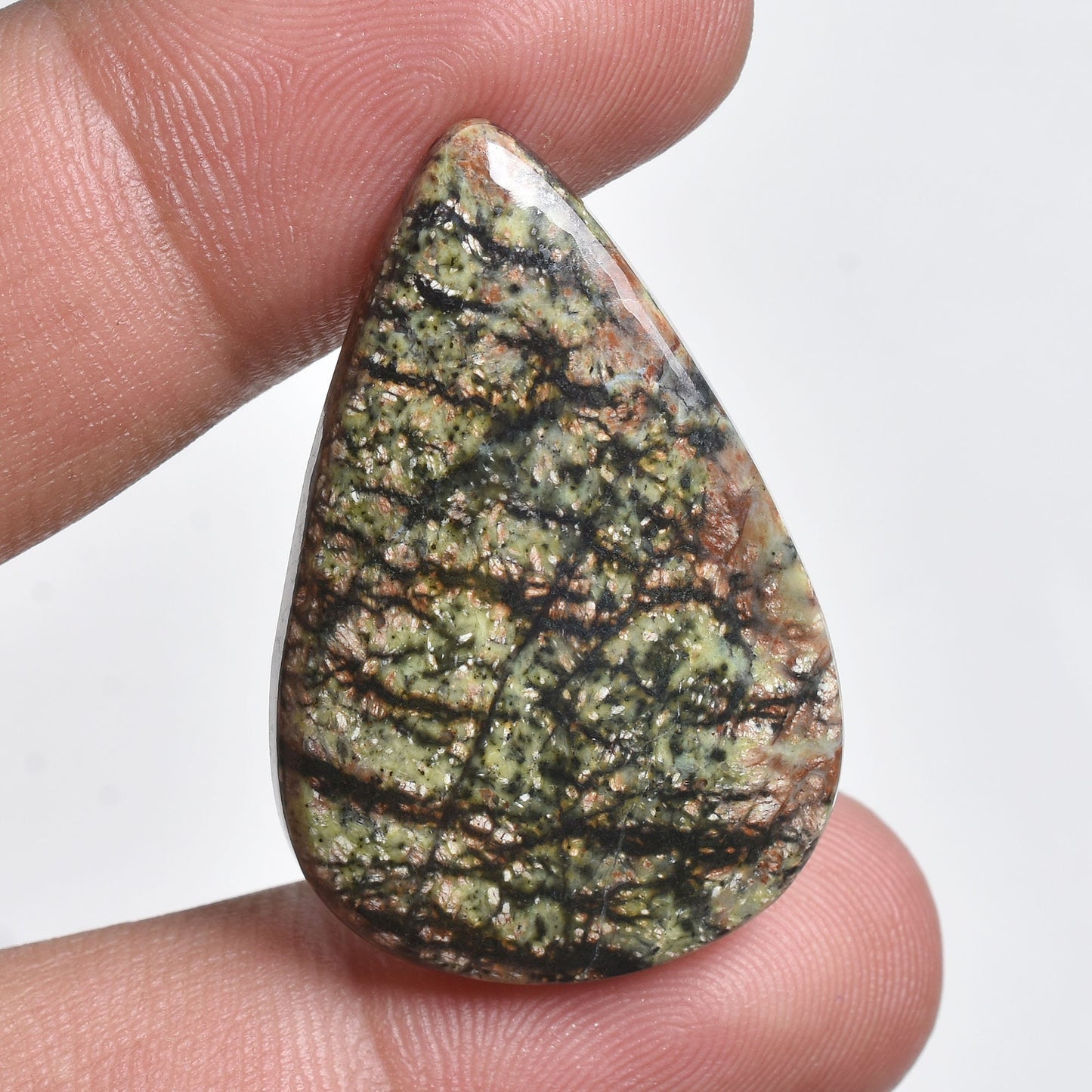 Natural Green Lizard Skin Jasper Cabochon - Smooth Polished Wholesale Gemstone