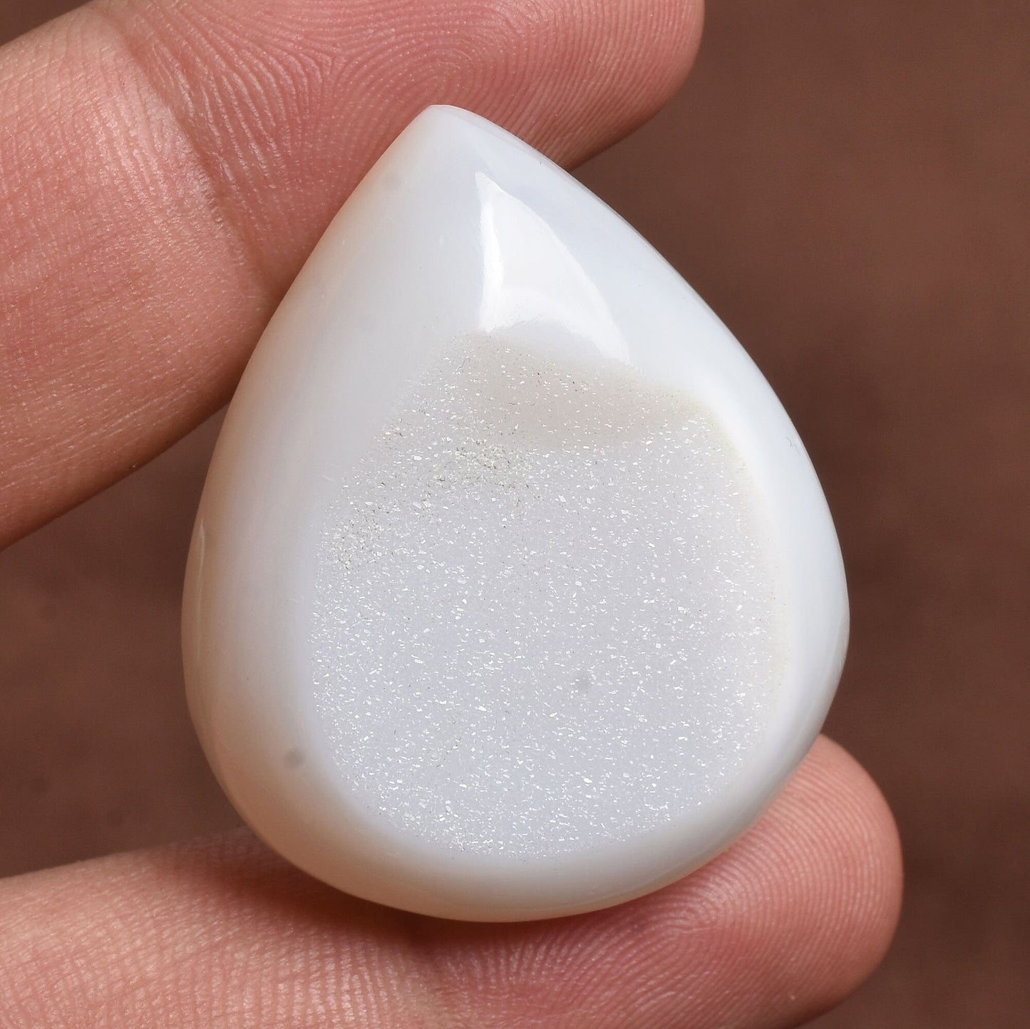 Loose White Window Druzy Gemstone - Pear Shaped Stone