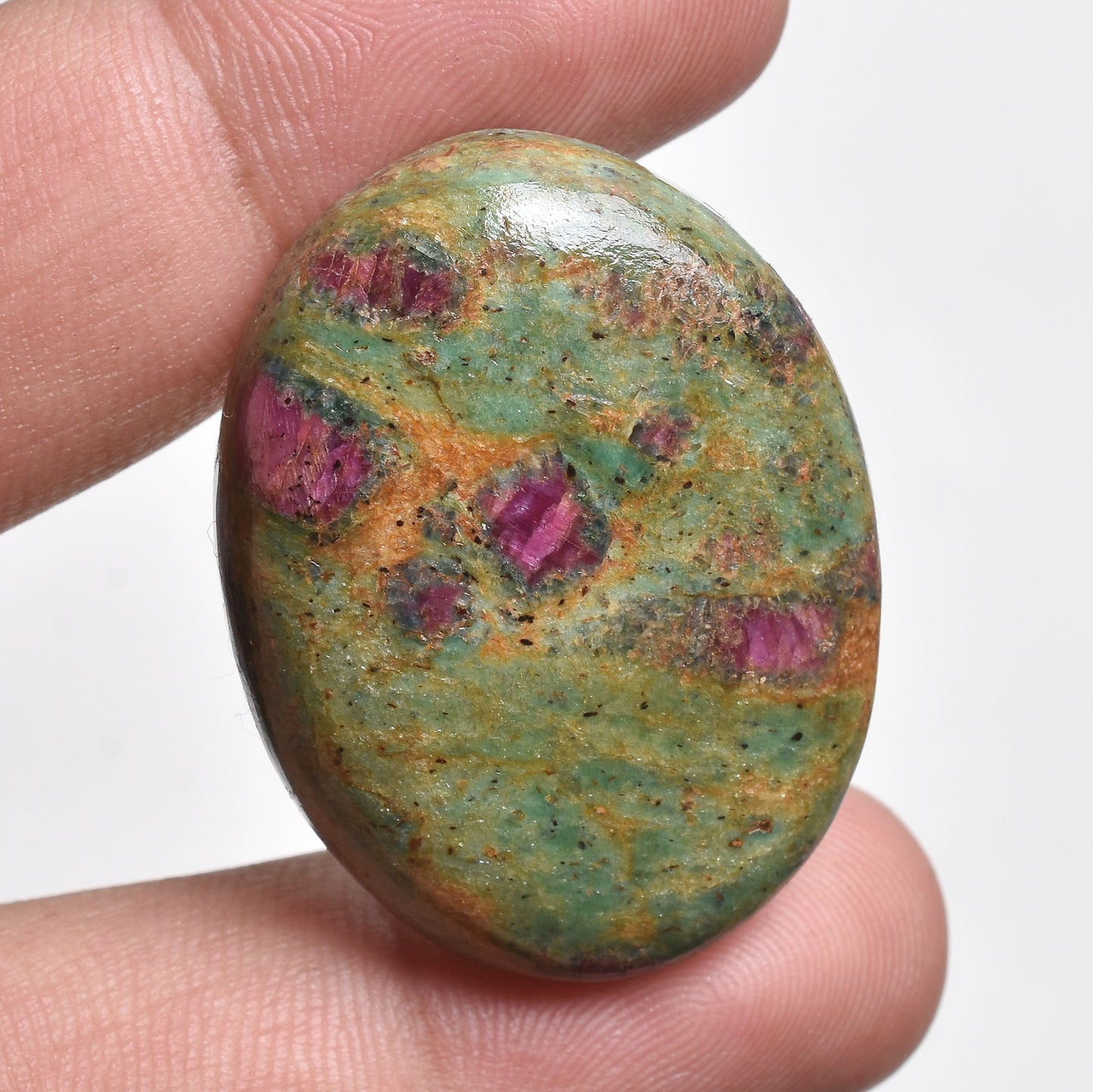 Natural Ruby Fuchsite Cabochon - Oval Shaped Loose Gemstones