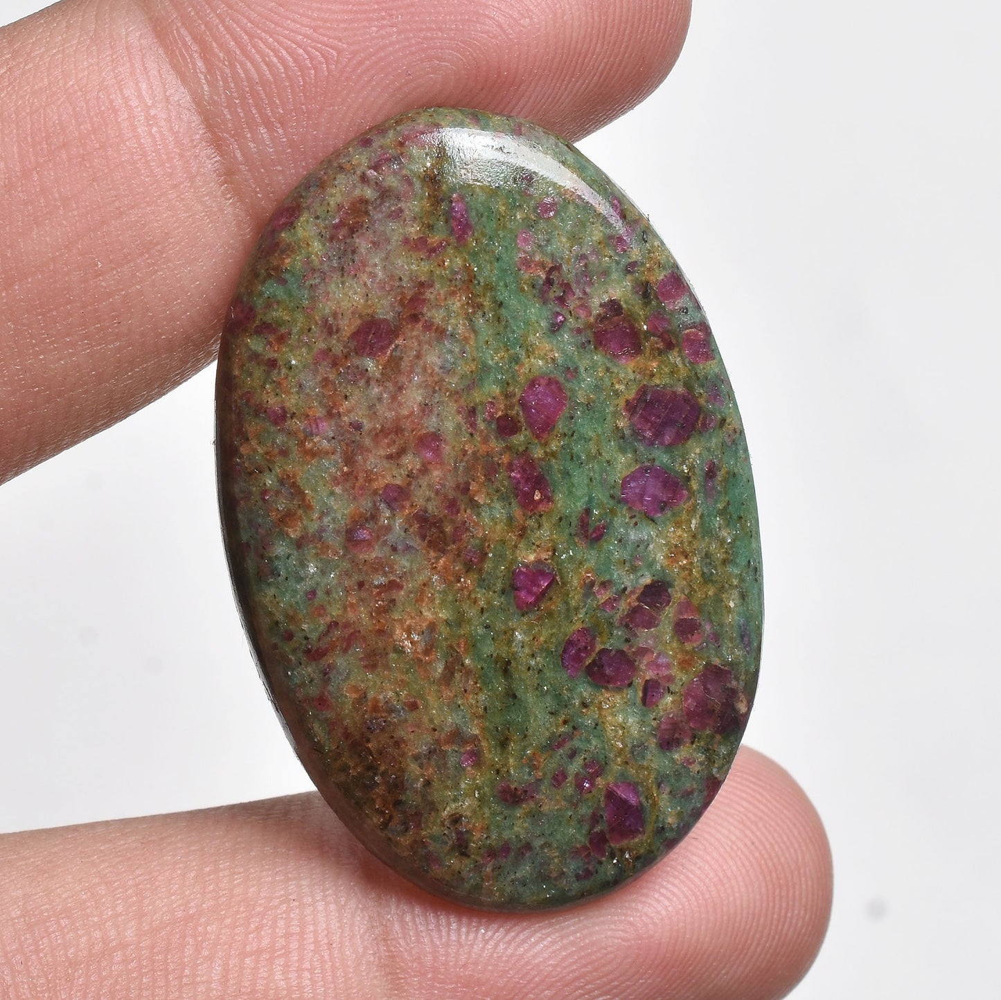 Natural Ruby Fuchsite Cabochon - Oval Shaped Loose Gemstones