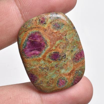 Natural Ruby Fuchsite Cabochon - Oval Shaped Loose Gemstones