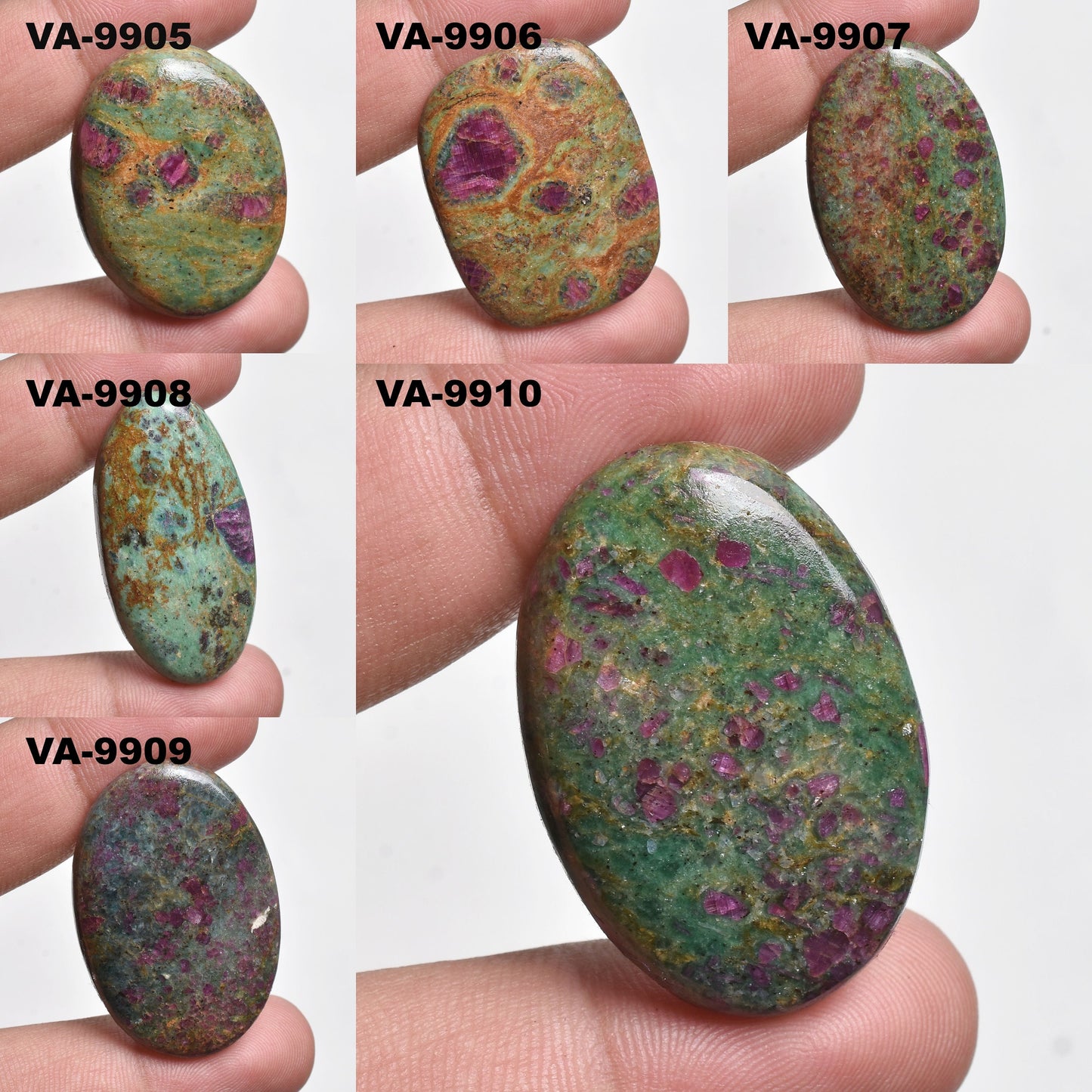 Natural Ruby Fuchsite Cabochon - Oval Shaped Loose Gemstones