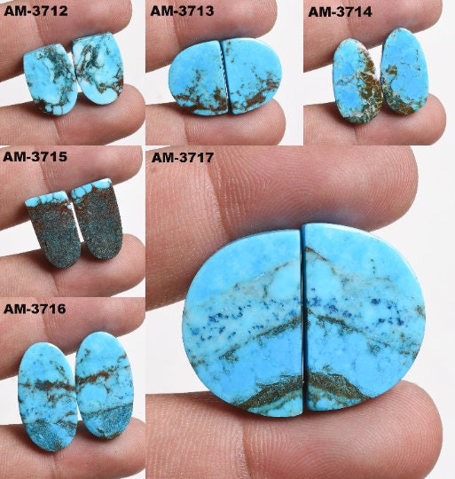 Blue Turquoise Wild Horse Magnesite Pair – Smooth Loose Cabochons Pair