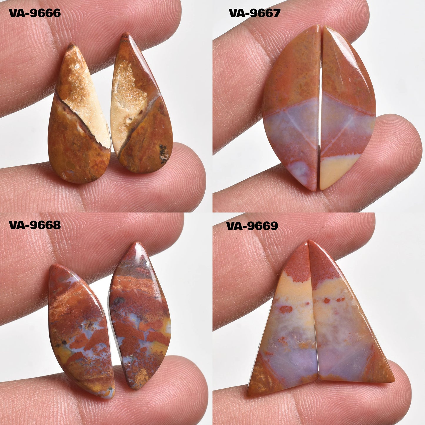 Seam Agate Gemstone Pair – Fancy shape, Loose Stone for Earrings Pair