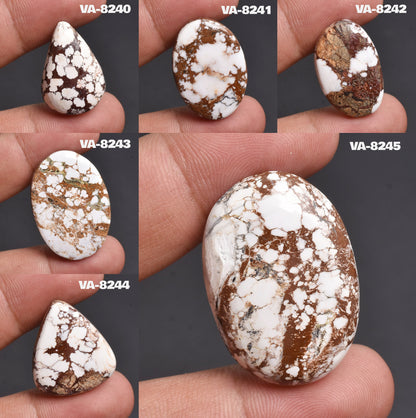 Wild Horse Magnesite Cabochon - Smooth Natural Gemstone in Oval, Pear Shapes