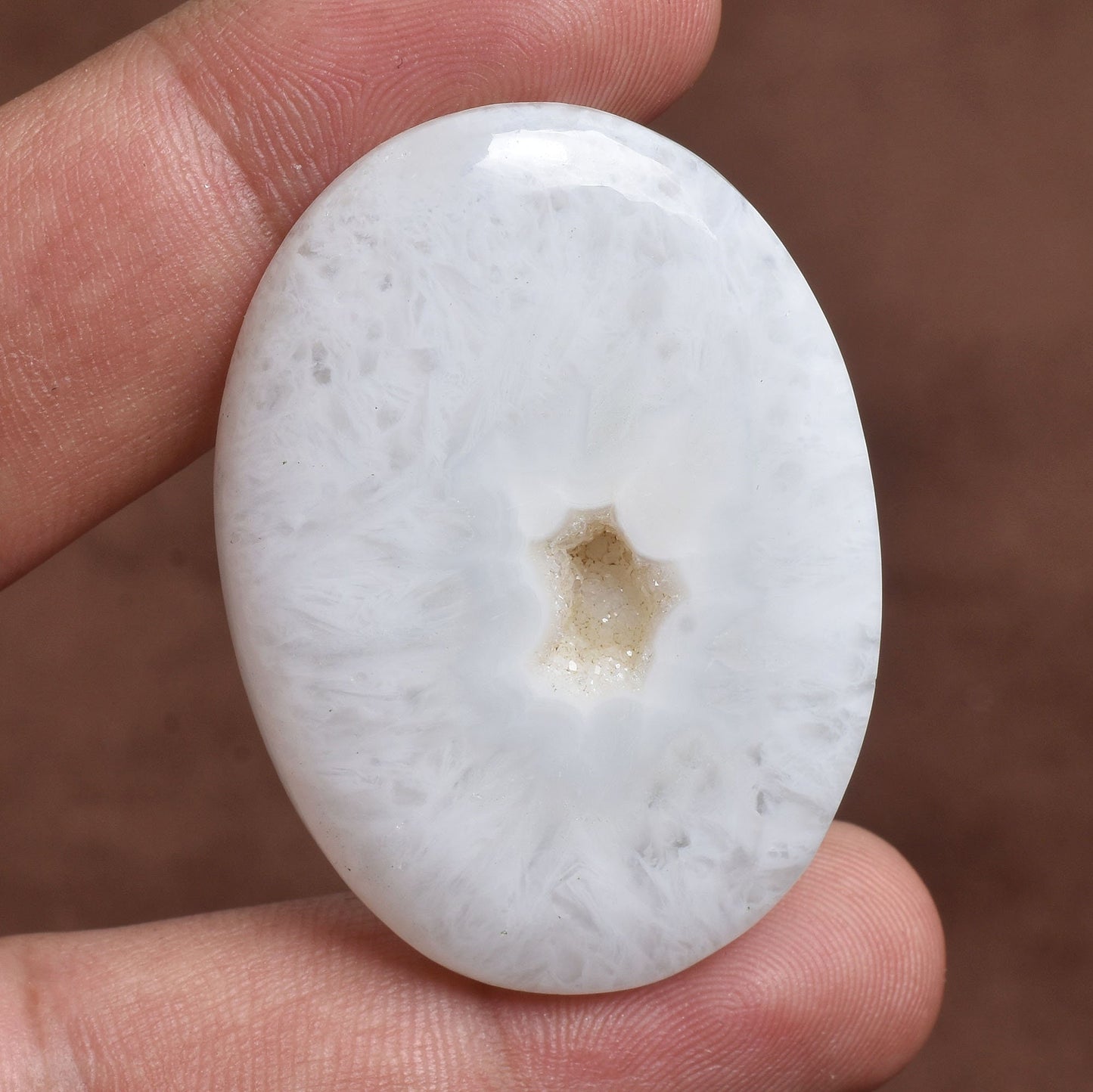 Natural Window Druzy Gemstone – Elegant White Oval Cabochons for Jewelry Making