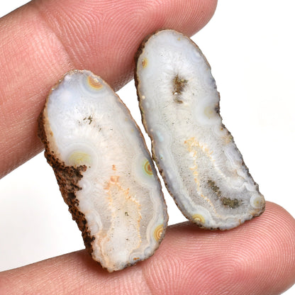 Brown Window Druzy Gemstone Pair - Unique Solar Quartz Geode Stalactite Slices for Earrings, Perfect Gift for Jewelry Makers