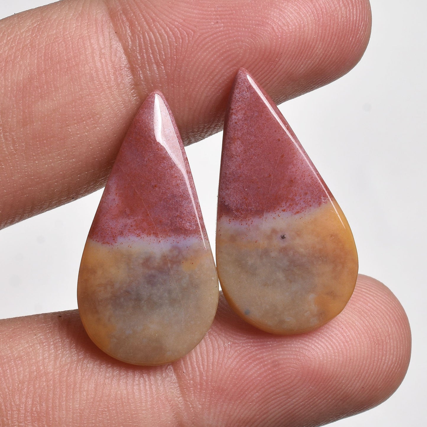 Natural Seam Agate Gemstone Pair – Mixed Shape Polished Cabochons for Earrings