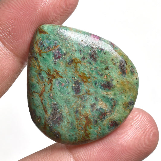 Natural Ruby Natural Ruby Fuchsite Cabochon - Smooth Heart Shape Loose Gemstones