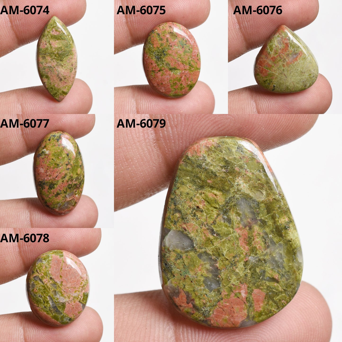 Amazing Quality Unakite Cabochons - Mix Shaped Smooth Gemstones