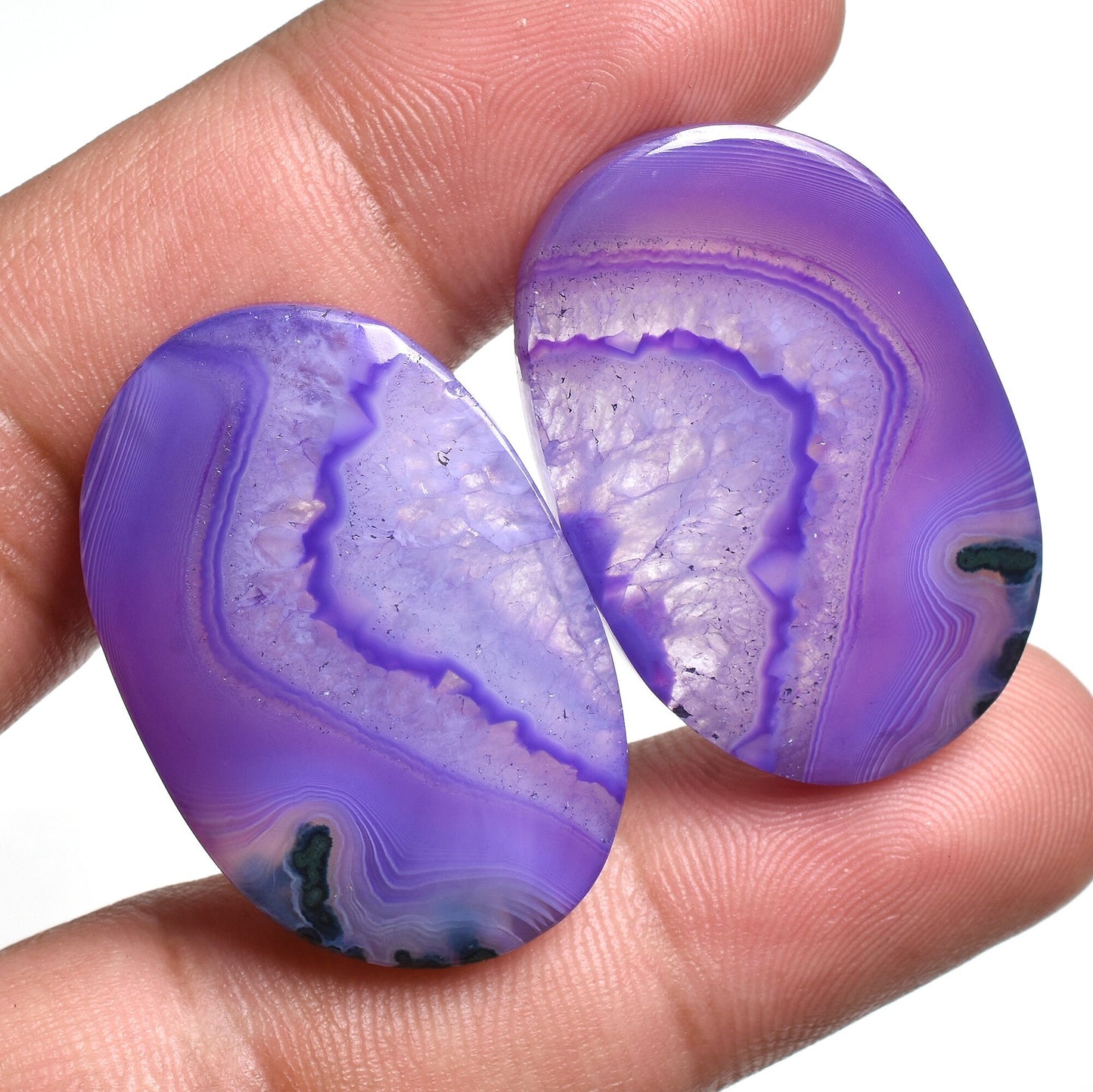 Beautiful Botswana Agate Pair, Natural Smooth Gemstones