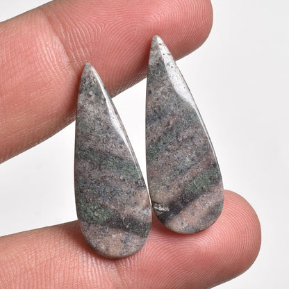 Bloodstone Cabochon Pair – Fancy Shape Matching Pair for Earrings