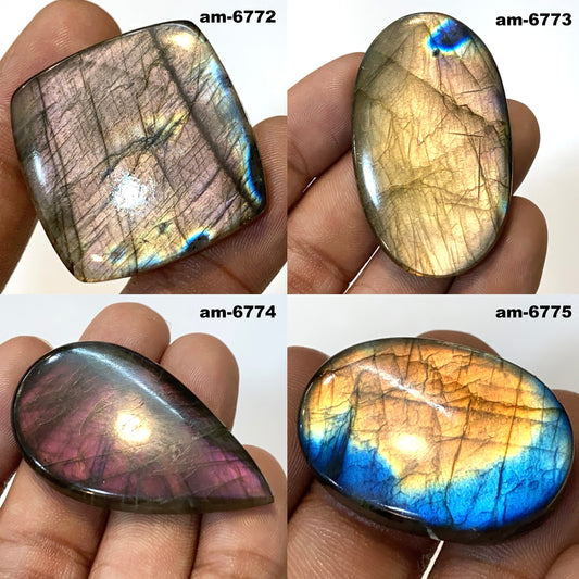 Natural Multi Fire Labradorite Gemstone - Mix Shape Hand-Polished Cabochon