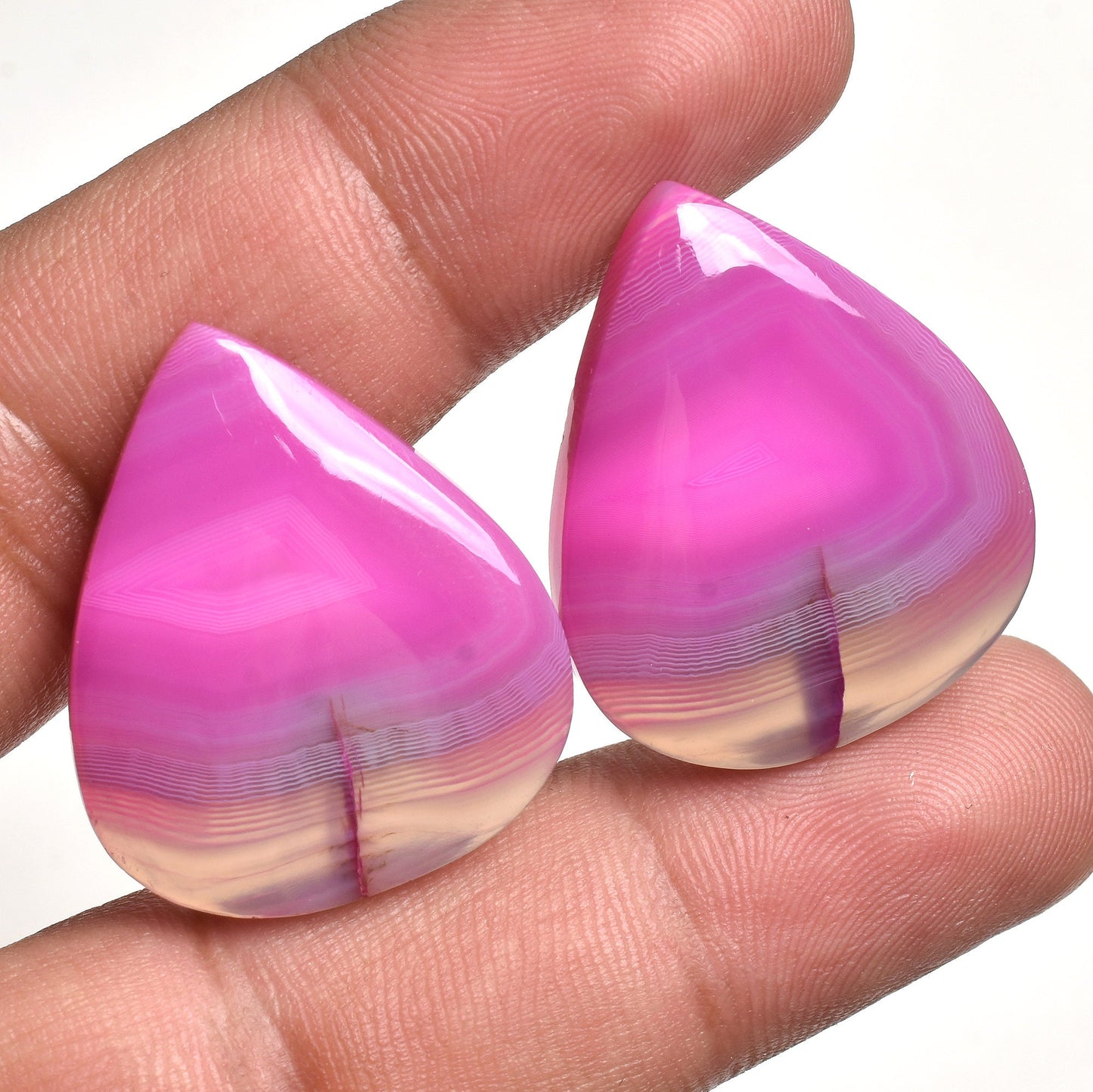 Botswana Agate Cabochon Pair, Vibrant Multi-Color Wholesale Gemstones