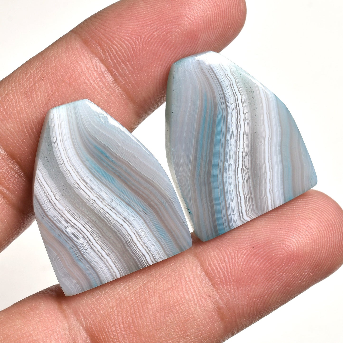 Botswana Agate Cabochon Pair, Vibrant Multi-Color Wholesale Gemstones