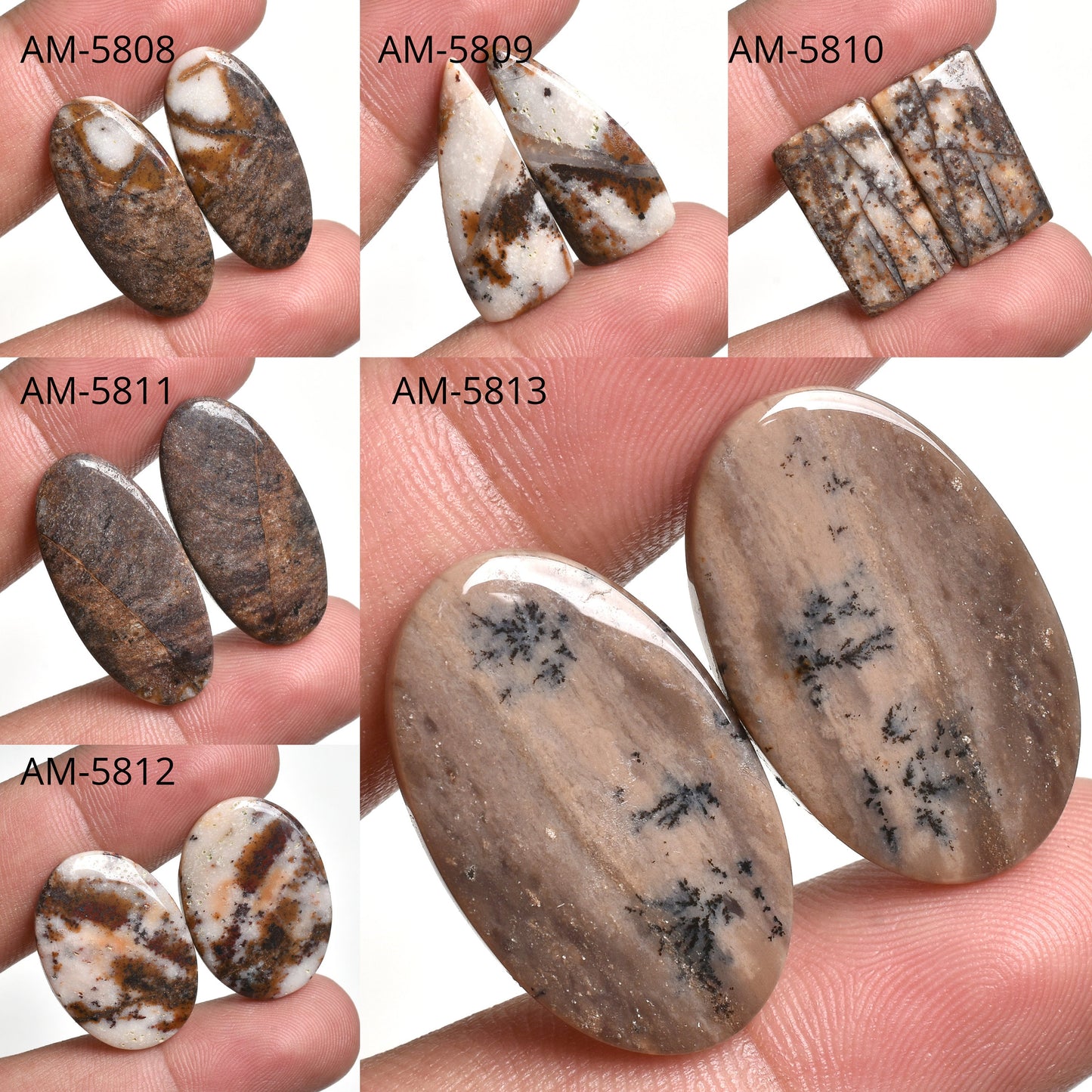 Jasper Cabochon Pairs, Multi-Shape Gemstones