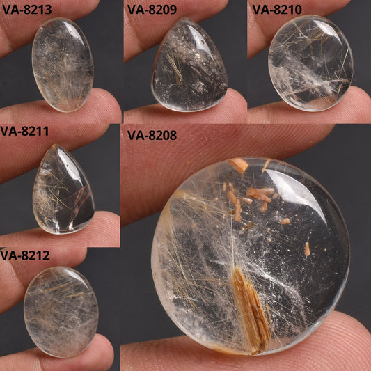 Beautiful Golden Rutile Cabochon – Smooth Polished Mix Shape Rutile Quartz Gems