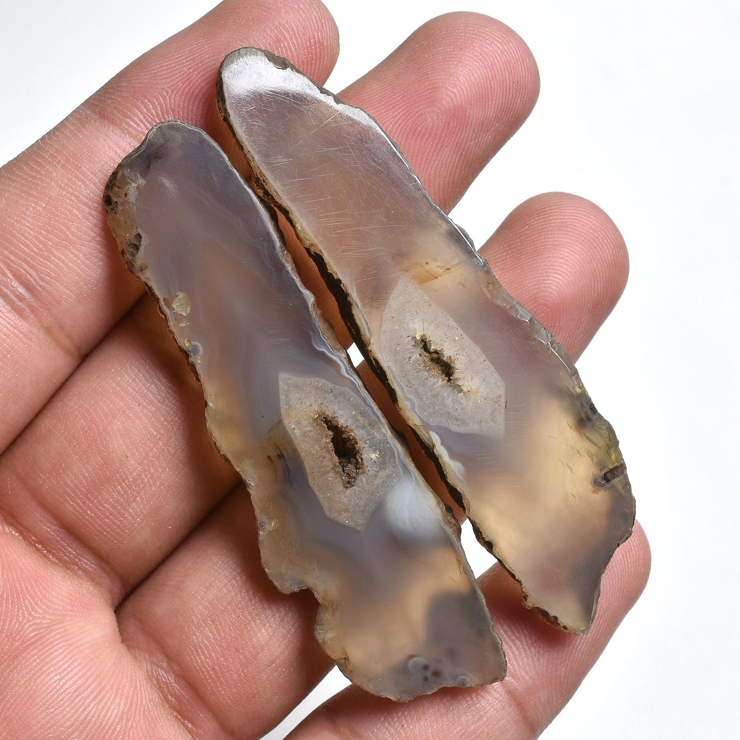 Trending Window Druzy Pair - Brown Window Solar Quartz Pair