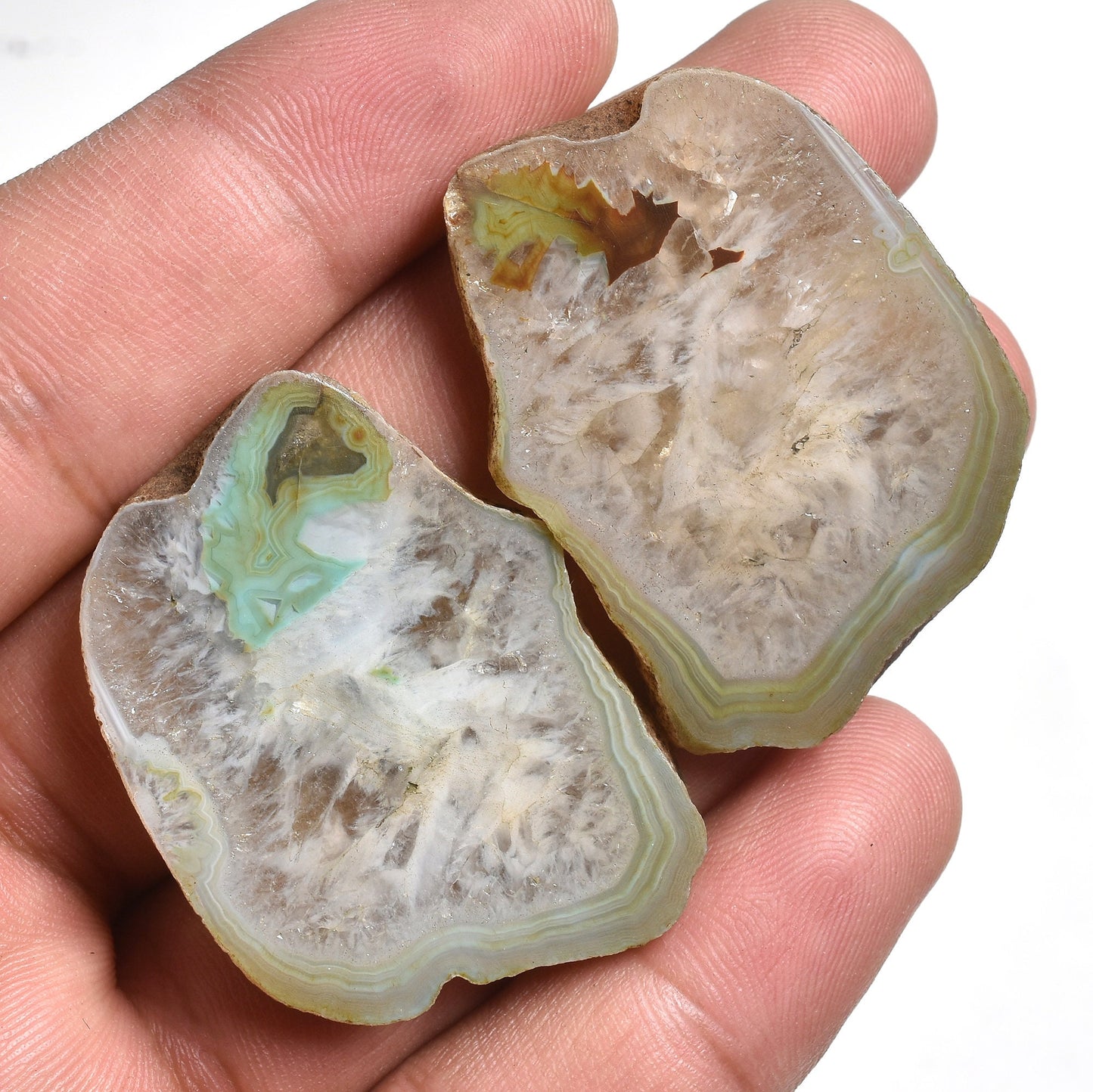 Trending Window Druzy Pair - Brown Window Solar Quartz Pair