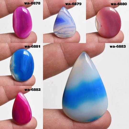 Beautiful Pink Botswana Agate Cabochons – Multi-Color Loose Gemstone