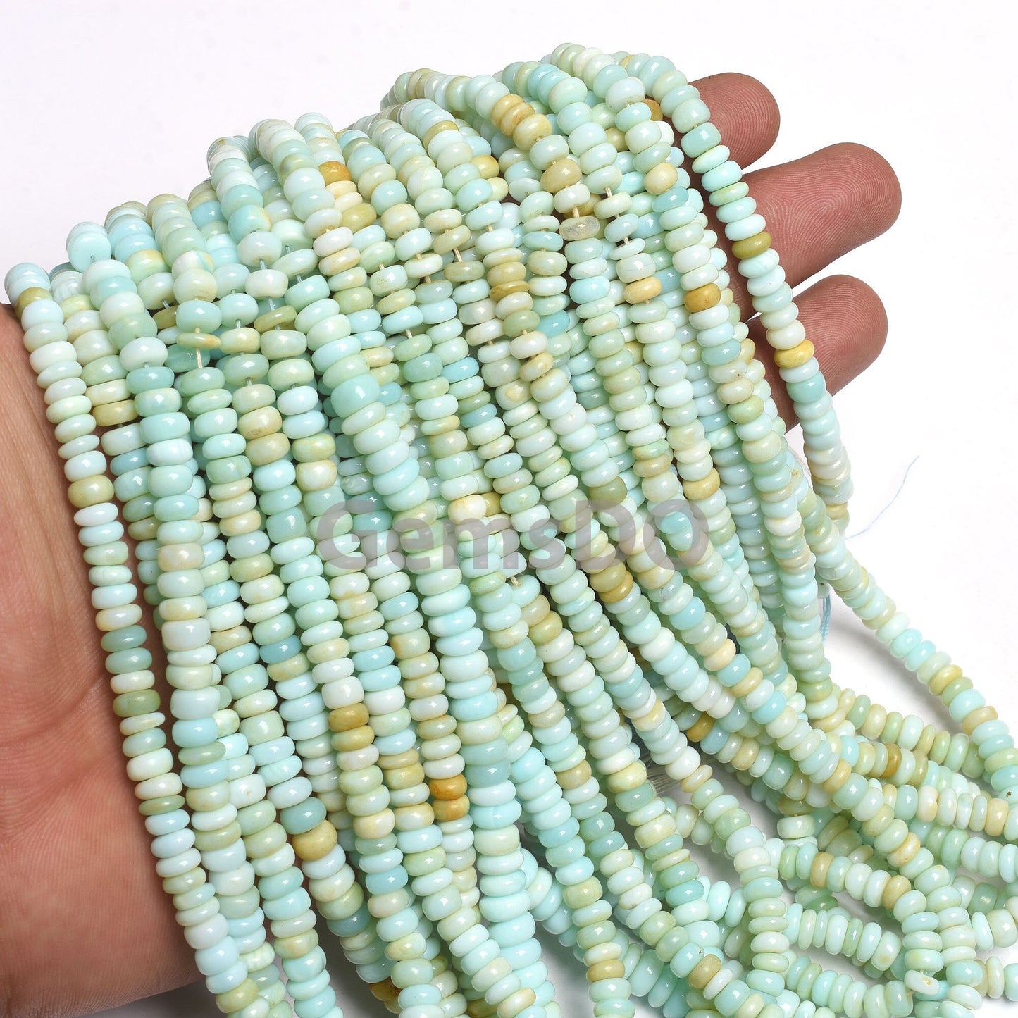 Bulk Peruvian Opal Beads - Blue Opal Rondelle Strand, Wholesale Beads