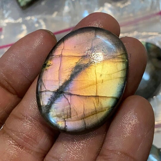 Fire Flashy Labradorite Cabochon - Natural Oval Smooth Flatback Gemstone for Jewelry & Pendants