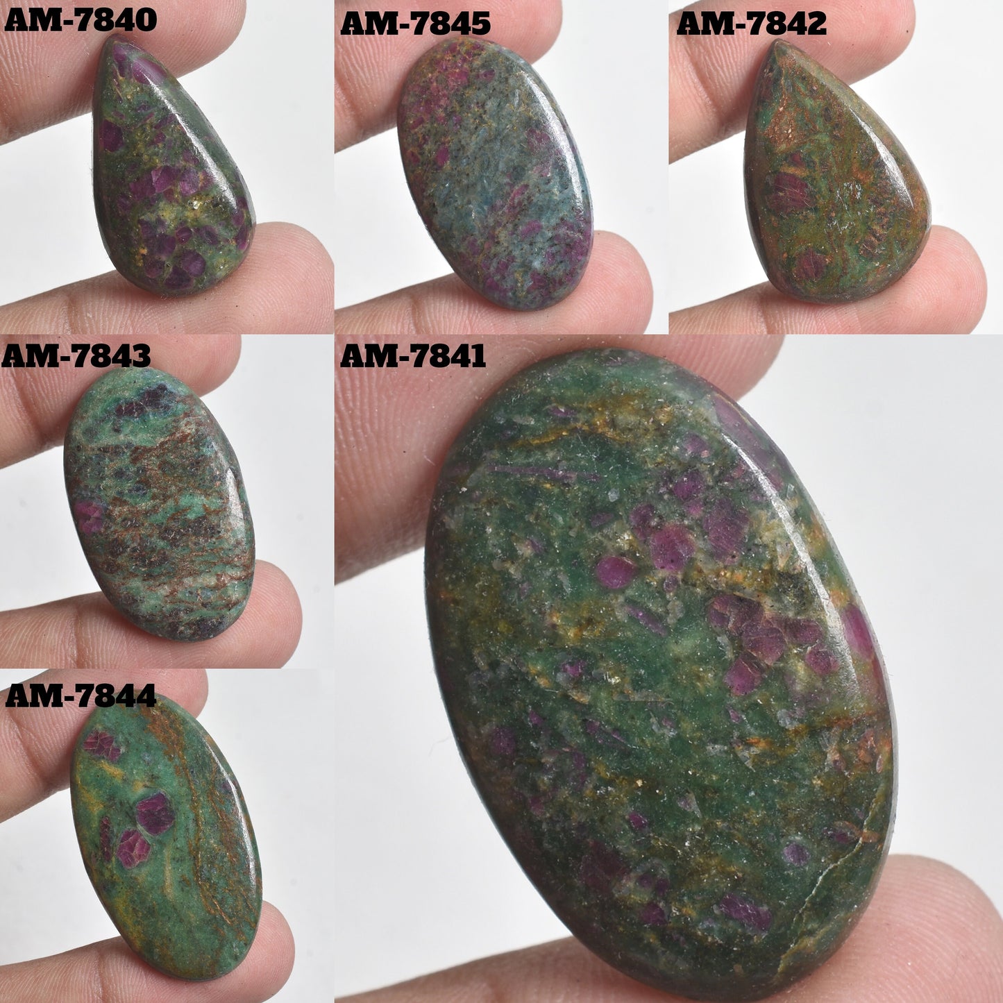 Green Ruby Fuchsite Cabochon - Oval & Pear Shape Gemstones