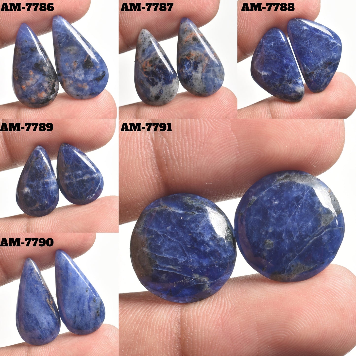 Blue Sodalite Earrings Pair – Matched Sodalite Gemstone Cabochons for Jewelry