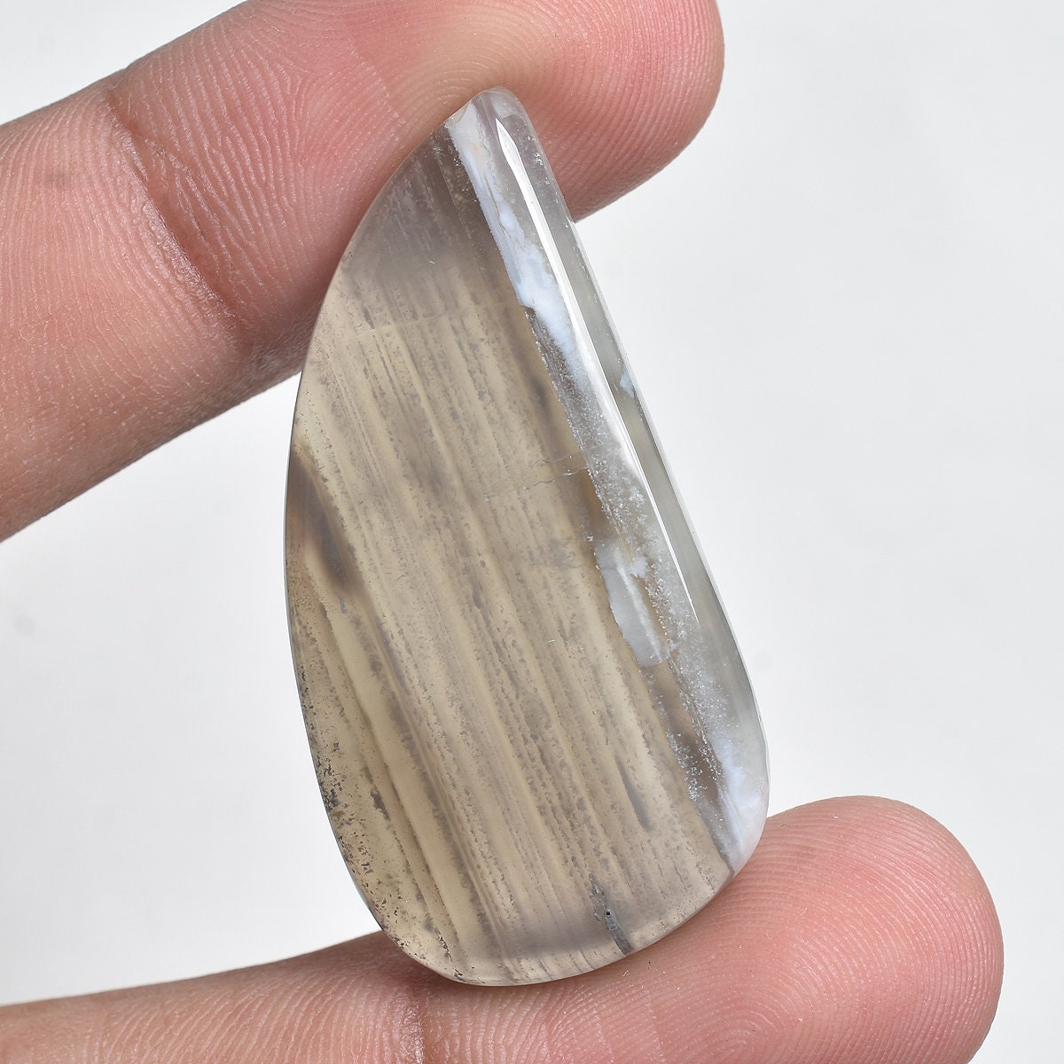 Natural Grey Banded Agate Cabochon - Mix Fancy Shapes, Smooth Slice Loose Gemstone