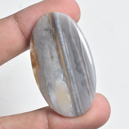 Natural Grey Banded Agate Cabochon - Mix Fancy Shapes, Smooth Slice Loose Gemstone