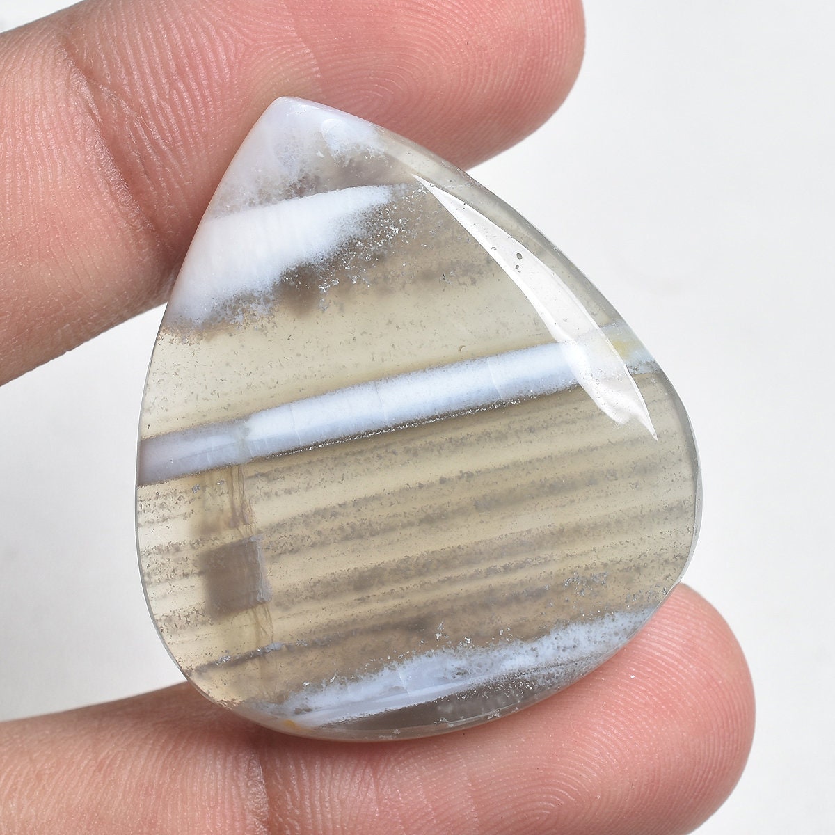 Natural Banded Agate Loose Cabochons - Grey Agate Polished Smooth Stone