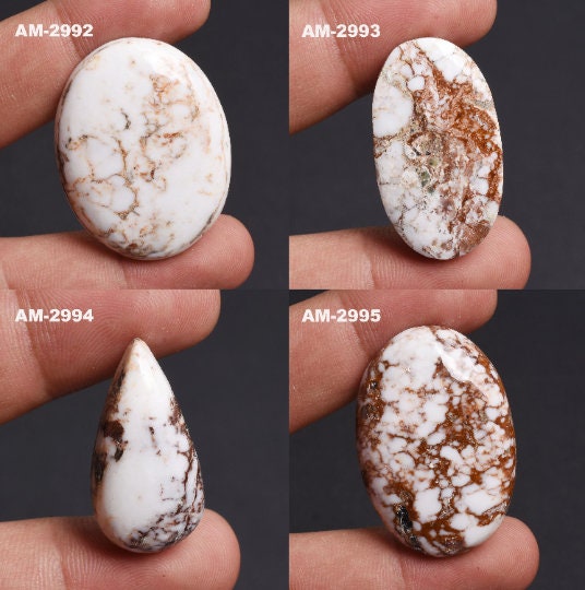 Wild Horse Magnesite Cabochon - Smooth Natural Gemstone in Oval, Pear Shapes