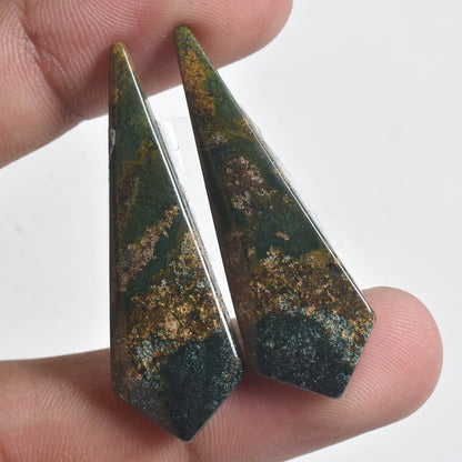 Indonesian Bloodstone Cabochon Pair - Green Bloodstone Gemstone Pair