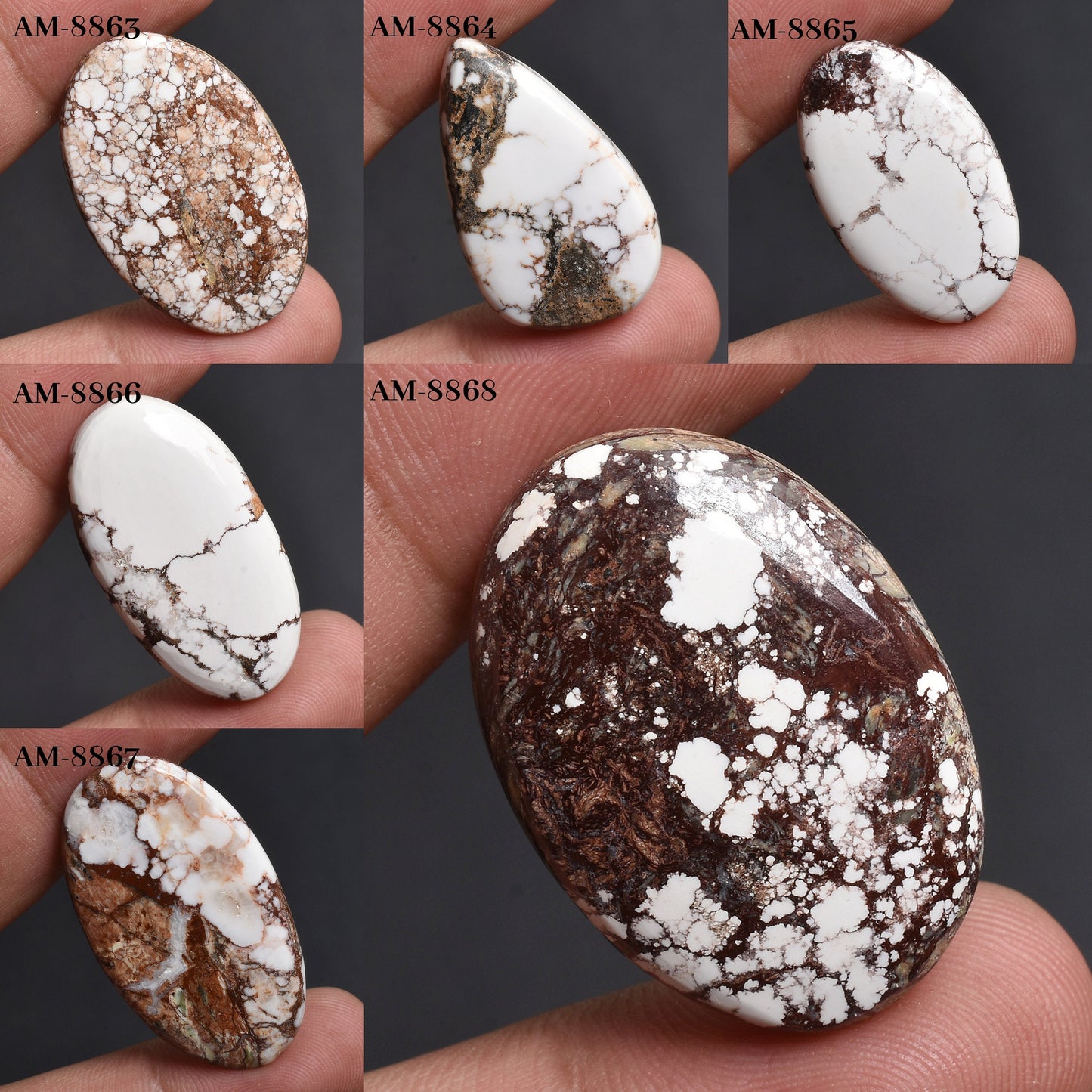 White Wild Horse Gemstone – Oval & Pear Shapes Wild Horse Stone