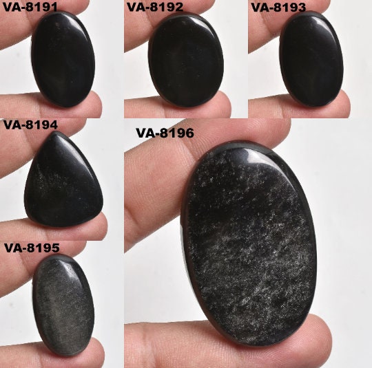 Natural Black Obsidian Cabochon - Mix Shape Polished Gemstone for Jewelry Making