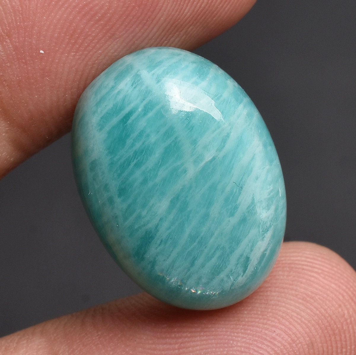 Natural Amazonite Cabochon – Smooth Loose Gemstone with Flat Back