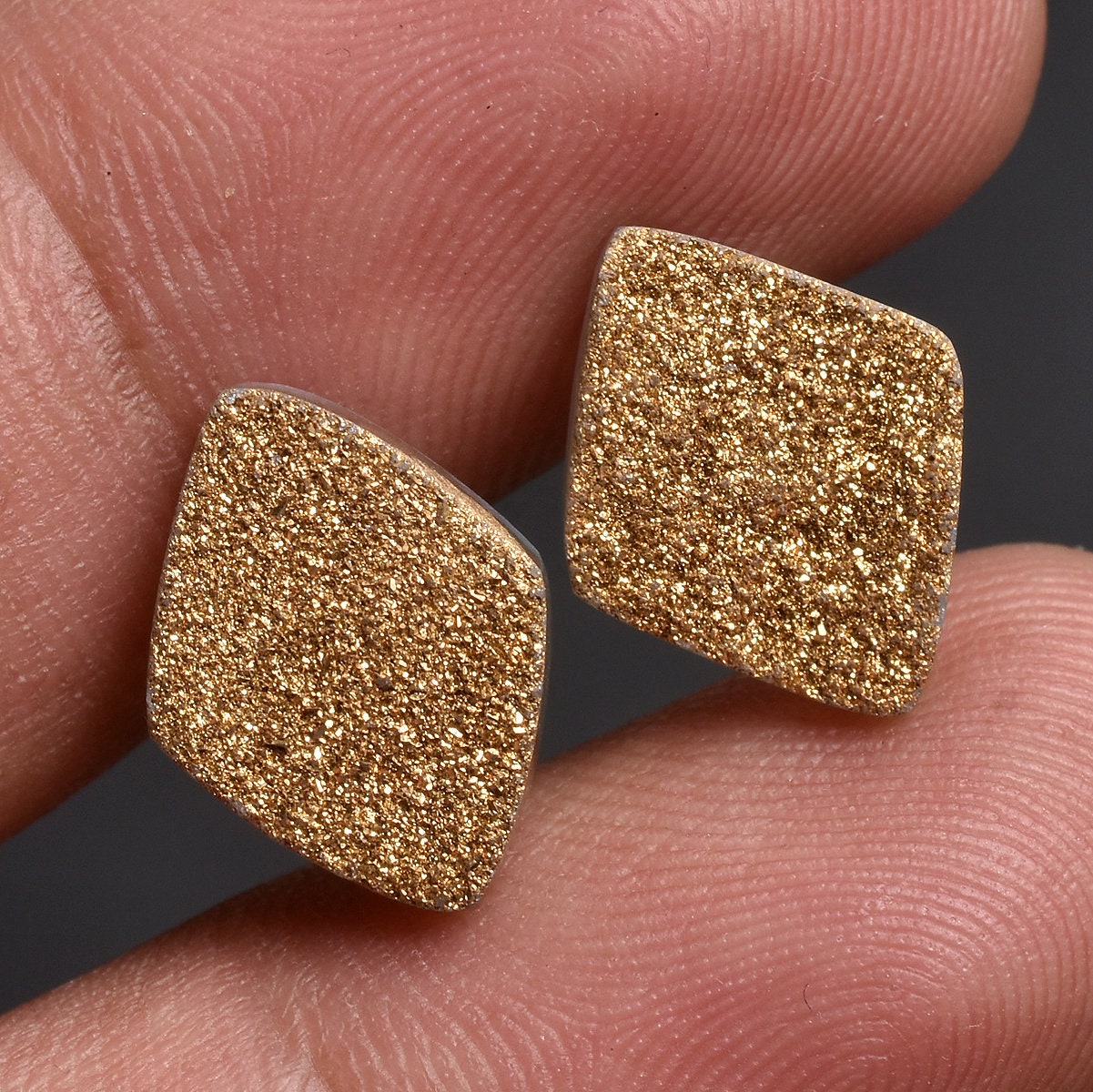 Stunning Titanium Golden Druzy Pair – Mixed Shape Gemstone, Wholesale Druzy Pair