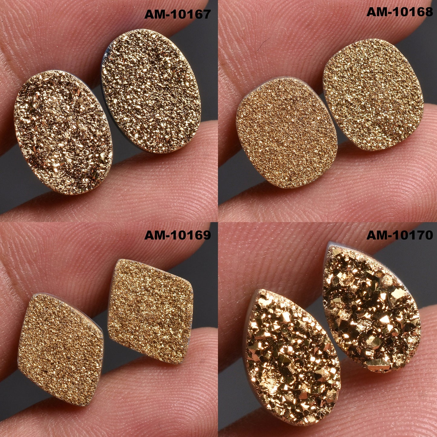 Stunning Titanium Golden Druzy Pair – Mixed Shape Gemstone, Wholesale Druzy Pair