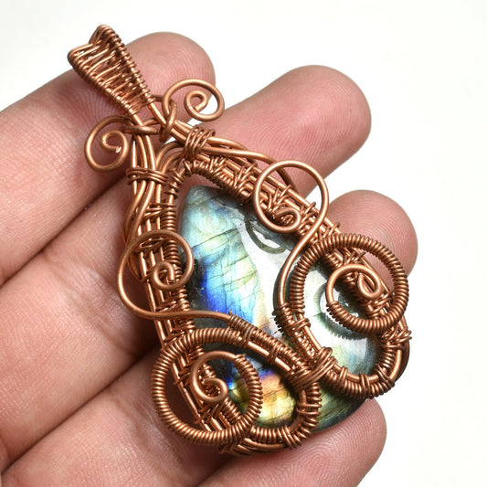 Beautiful Wire Wrapped Gemstone Pendants - Handcrafted Copper Stone Pendants, Perfect for Halloween & Gifts