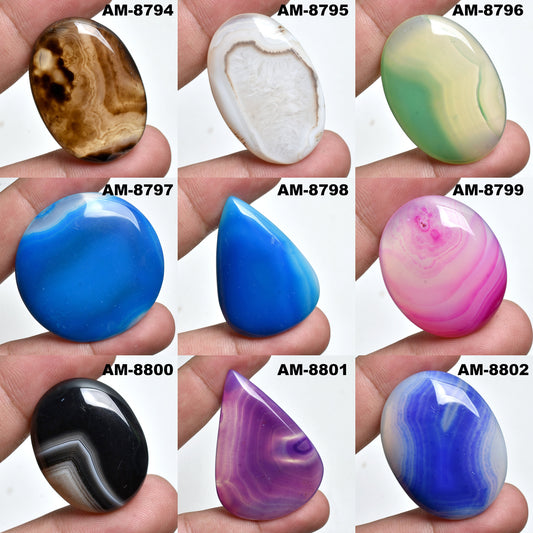 Multi-Color Botswana Agate Cabochons Elegant Loose Stones for Jewelry