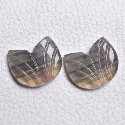 Beautiful Rainbow Fluorite Carved Fancy Pair Cabochon - Matched Fluorite Gemstone Pair