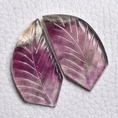 Beautiful Rainbow Fluorite Carved Fancy Pair Cabochon - Matched Fluorite Gemstone Pair