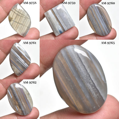 Natural Banded Agate Cabochon – Mixed Shape Blue Banded Loose Gemstone