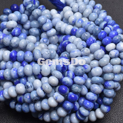 Blue Opal Rondelle Beads | 7-8mm Smooth Gemstone Strand | Loose Opal Beads for Jewelry