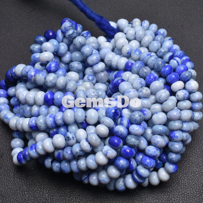 Blue Opal Rondelle Beads | 7-8mm Smooth Gemstone Strand | Loose Opal Beads for Jewelry