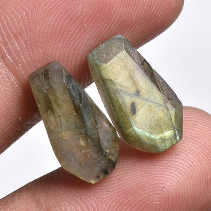 Natural Labradorite Coffin Shape Pair - Crystal Healing & Earring Gemstones